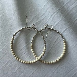 Silver Beaded Hoops
